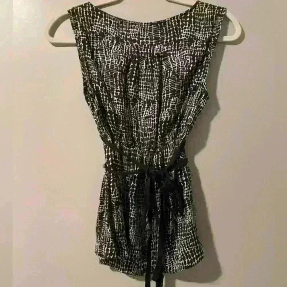 The Limited Womens Black Cream Print Sleeveless Top Blouse 100% Silk - Picture 2 of 4